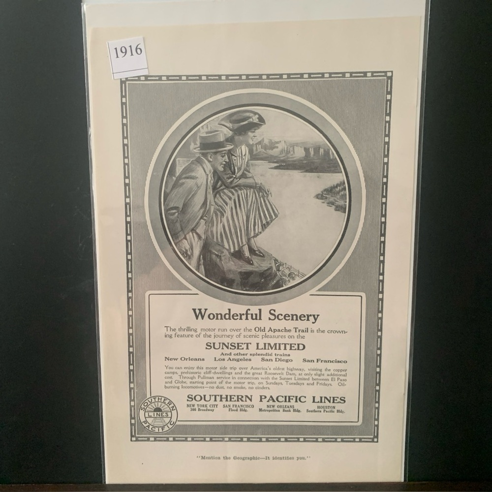 Vintage 1916 Southern Pacific Lines Wonderful Scenery Ad Advertisement